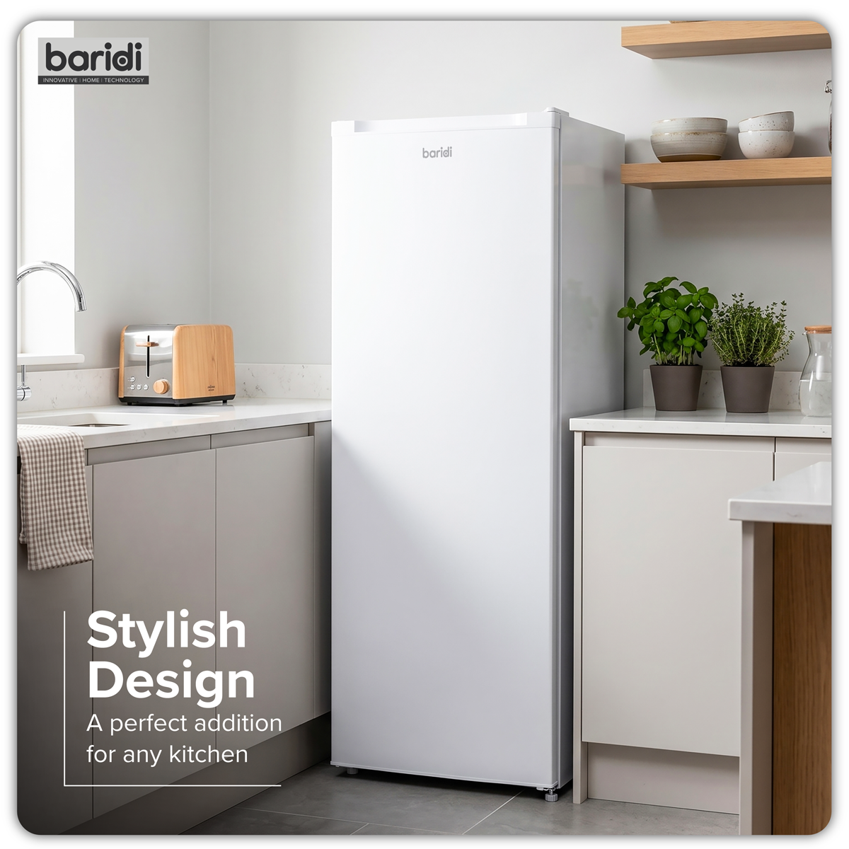 Baridi DH324 Freestanding Tall Freezer 177L Capacity - White - additional view 4