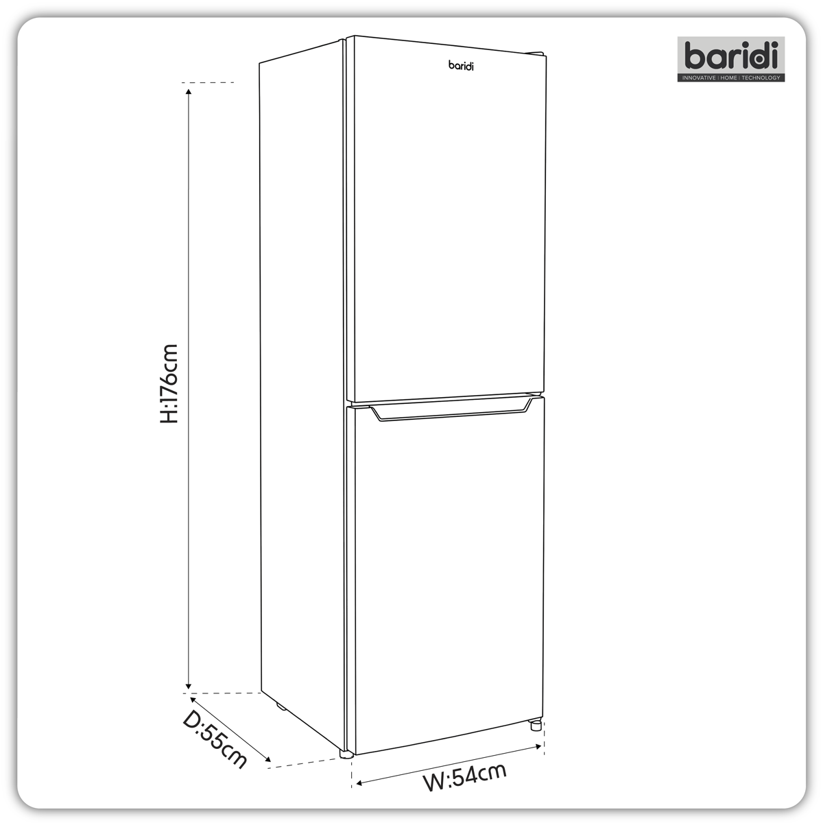Baridi DH329 50/50 Smart Frost Fridge Freezer 254L Capacity - Black - additional view 19