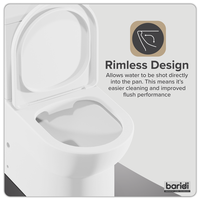 Baridi DH333 Close-Coupled Toilet with Soft Close Seat, Dual Flush Cistern & Rimless Flush - White - additional view 6