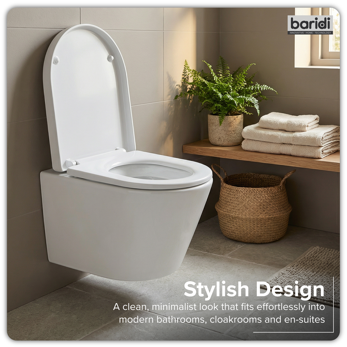 Baridi DH335 Wall Hung Toilet with Soft Close Seat & Rimless Flush - White - additional view 17