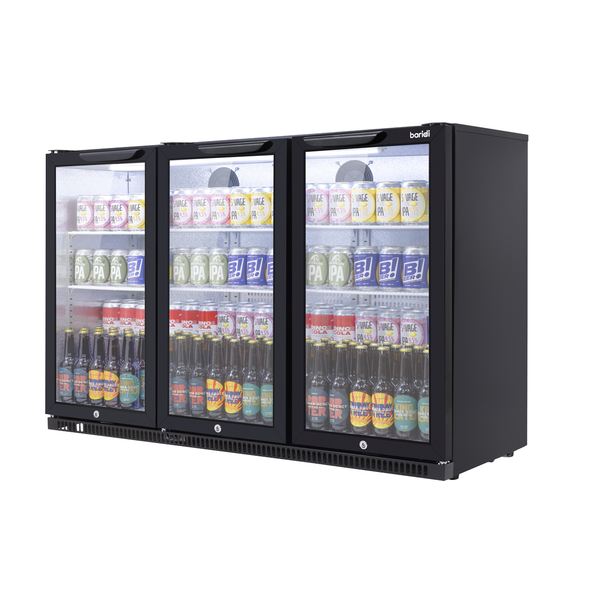 Baridi DH336 Back Bar Drinks Fridge/Cooler with Triple Hinged Door & Security Lock 307L - Black - additional view 6