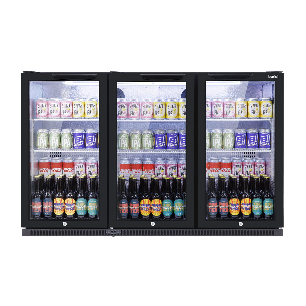 Baridi DH336 Back Bar Drinks Fridge/Cooler with Triple Hinged Door & Security Lock 307L - Black - additional view 8