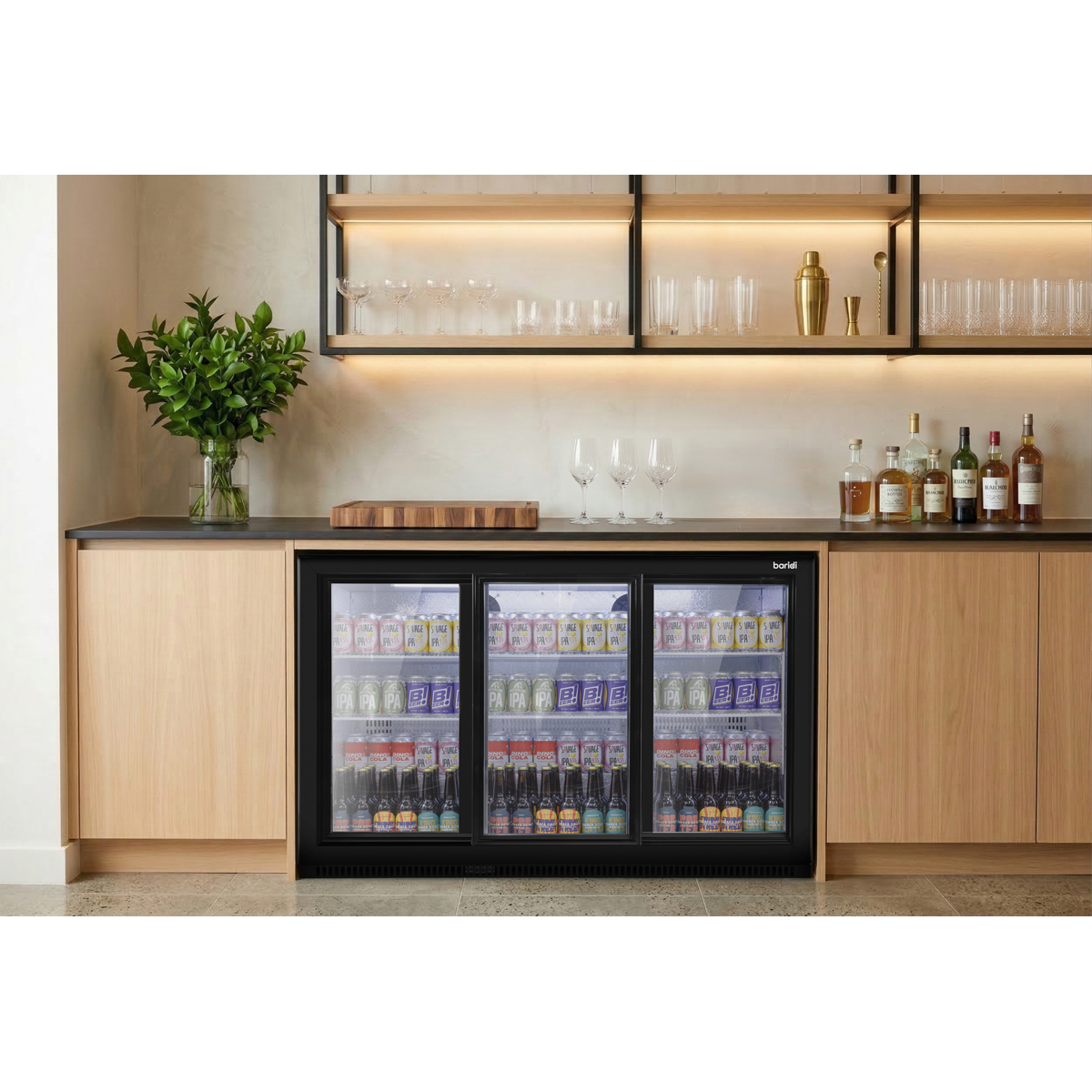 Baridi DH337 Back Bar Drinks Fridge/Cooler with Triple Sliding Door & Security Lock 307L - Black - additional view 17