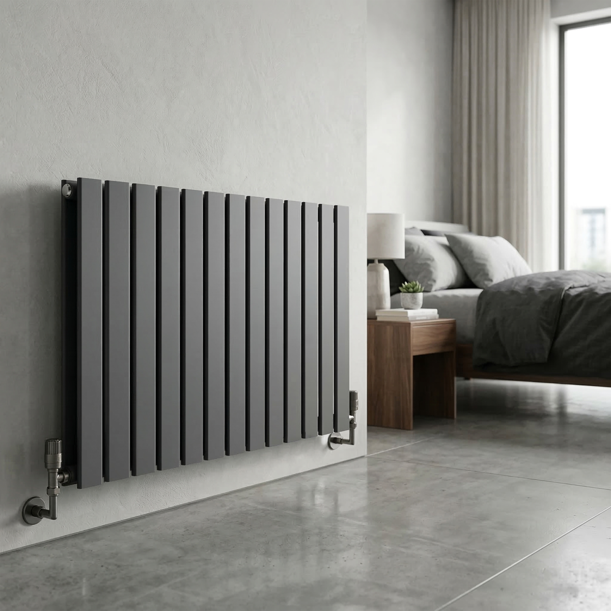 Baridi DH341 Horizontal Radiator Contemporary Double Flat Panel Design 600 x 910mm - Anthracite - additional view 2
