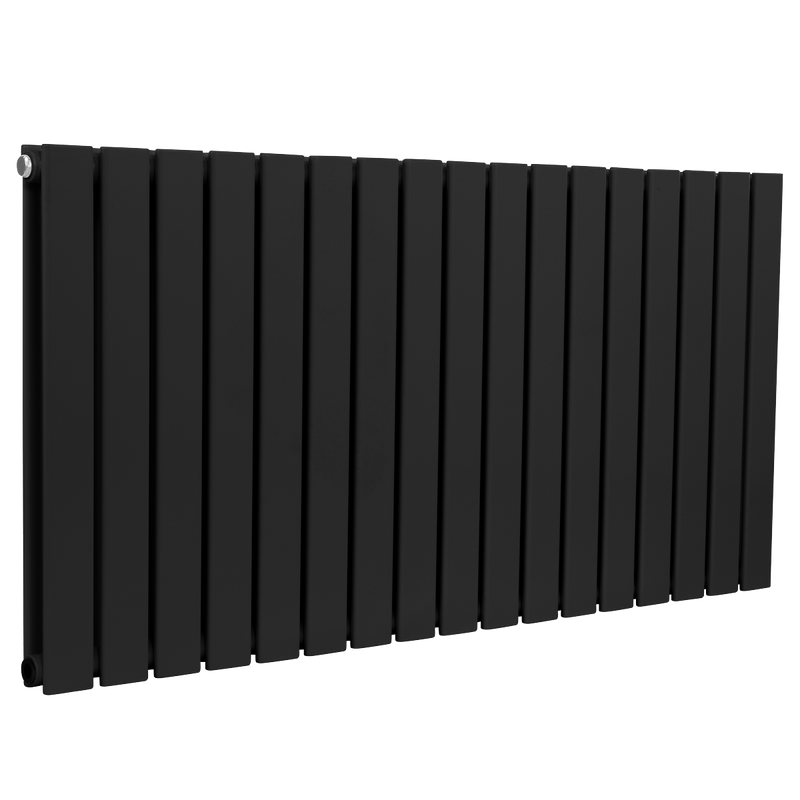 Baridi DH347 Horizontal Radiator Contemporary Double Flat Panel Design 600 x 1190mm - Black