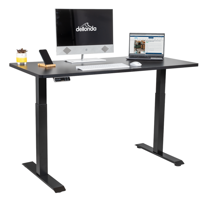Dellonda DH34 Black Electric Height Adjustable Standing Desk, 1400 x 700mm Dual Motor 100kg - additional view 8