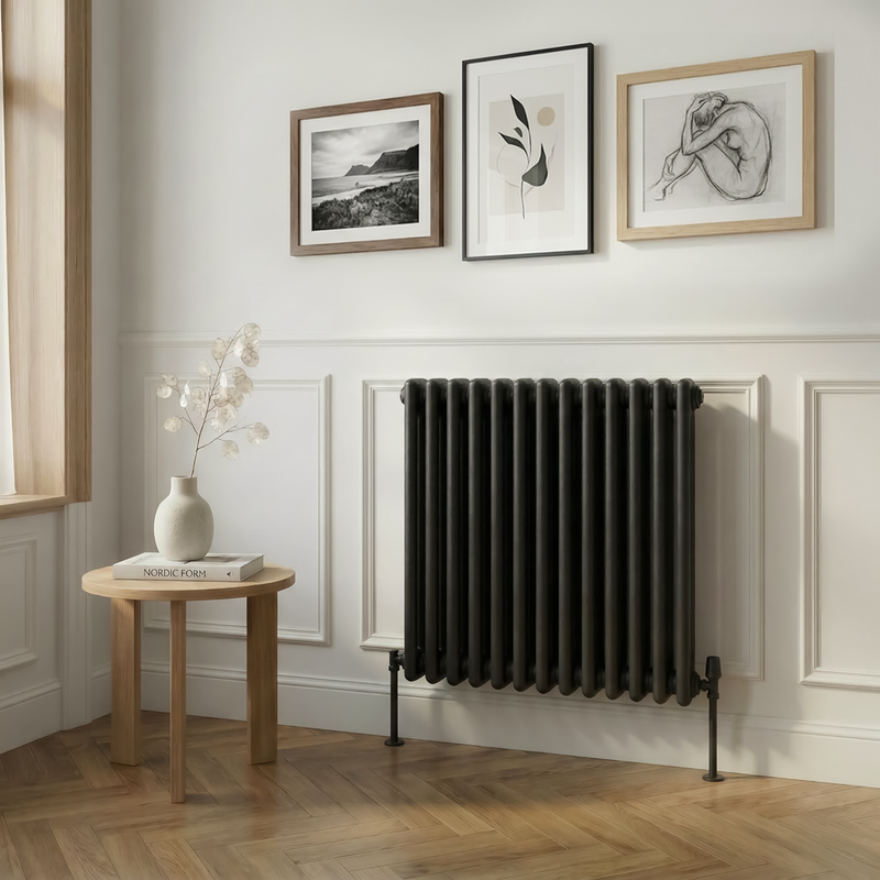 Baridi DH362 Horizontal Traditional 2 Column Radiator 600 x 607mm - Black - additional view 5
