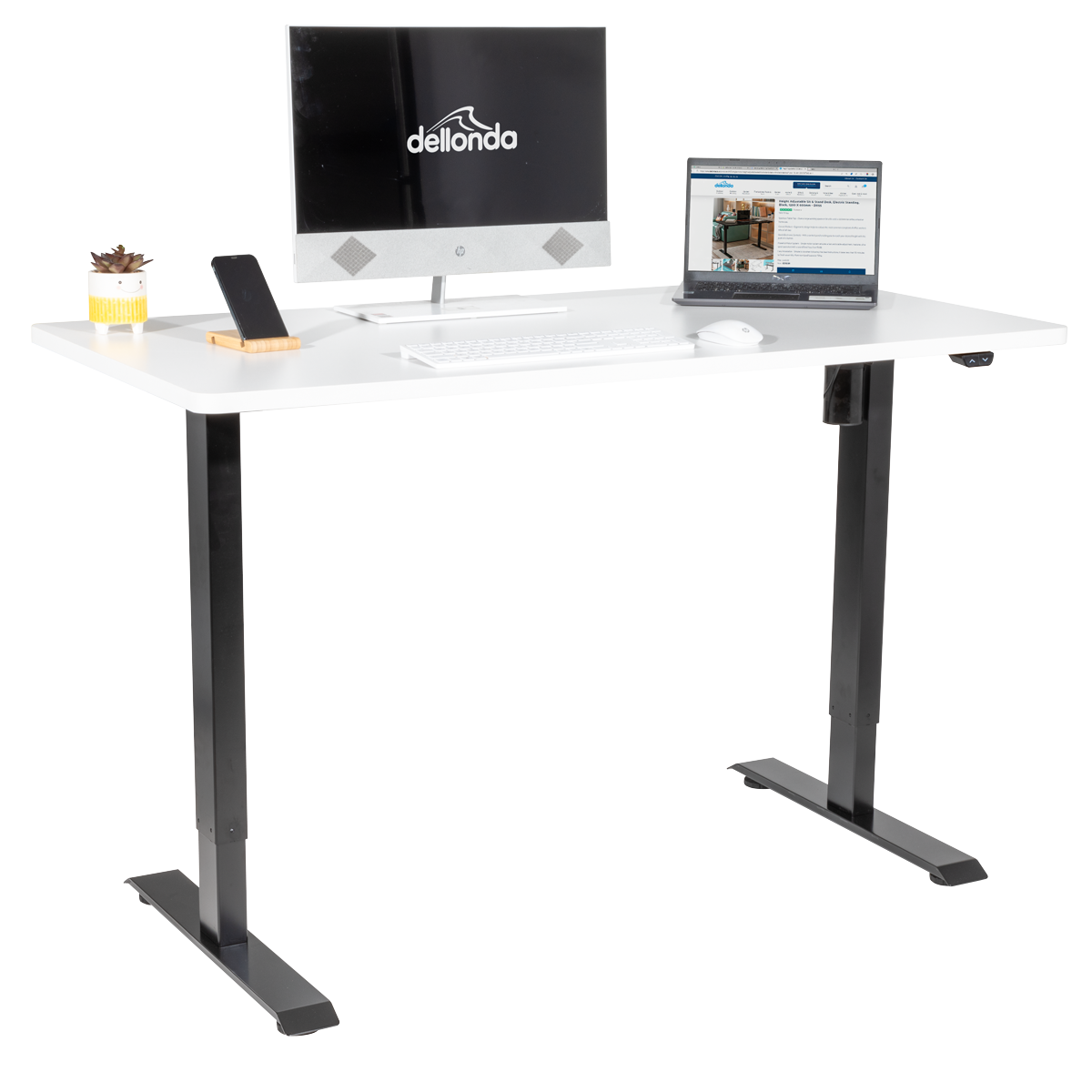 Dellonda DH36 Single Motor Ultra-Quiet Adjustable-Height Electric Sit/Stand Desk - White Desktop - additional view 4