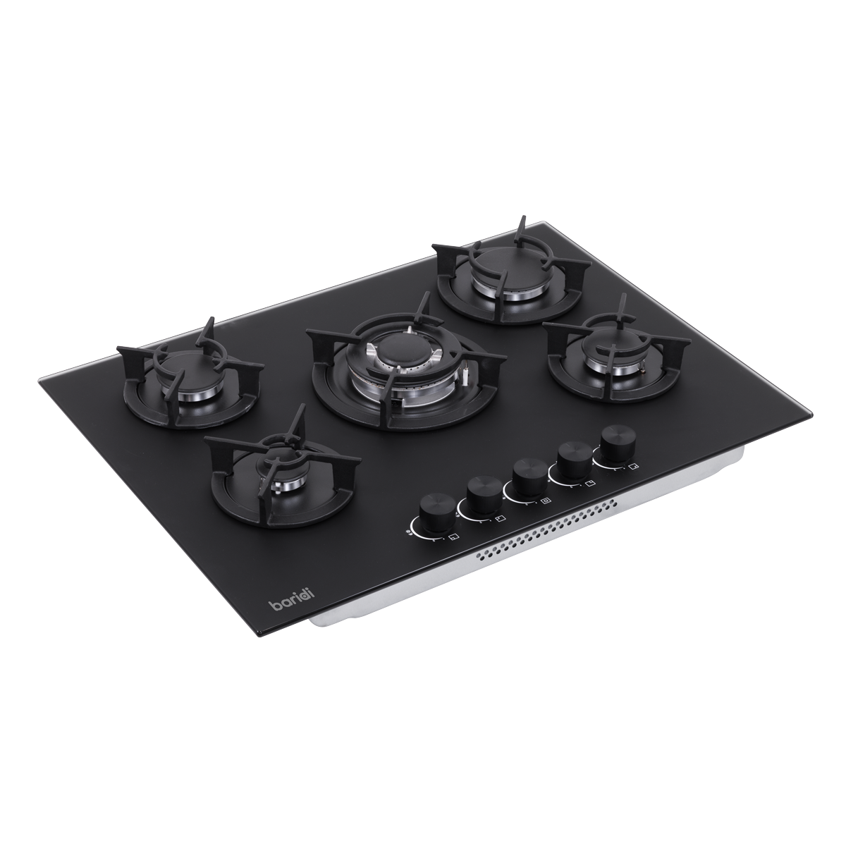 Baridi DH384 70cm Gas Hob Matt Black with 5 Burners, Cast Iron Supports & Auto Ignition 10.4kW