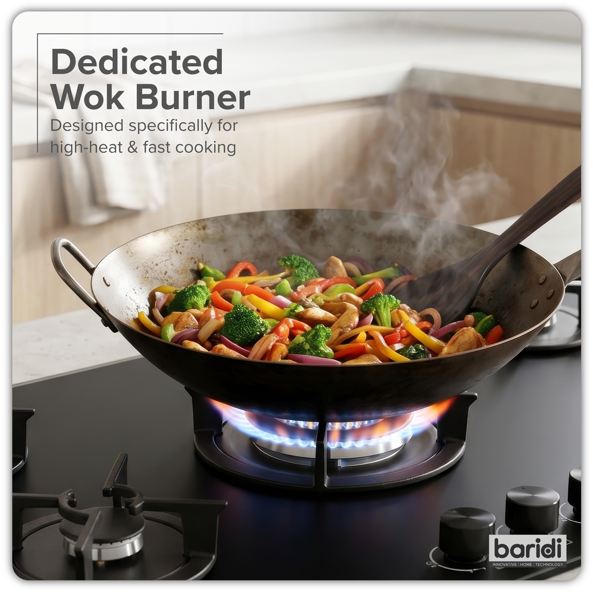 Baridi DH385 90cm Gas Hob Matt Black 5 Burners Cast Iron Supports & Auto Ignition 10.4kW - additional view 5