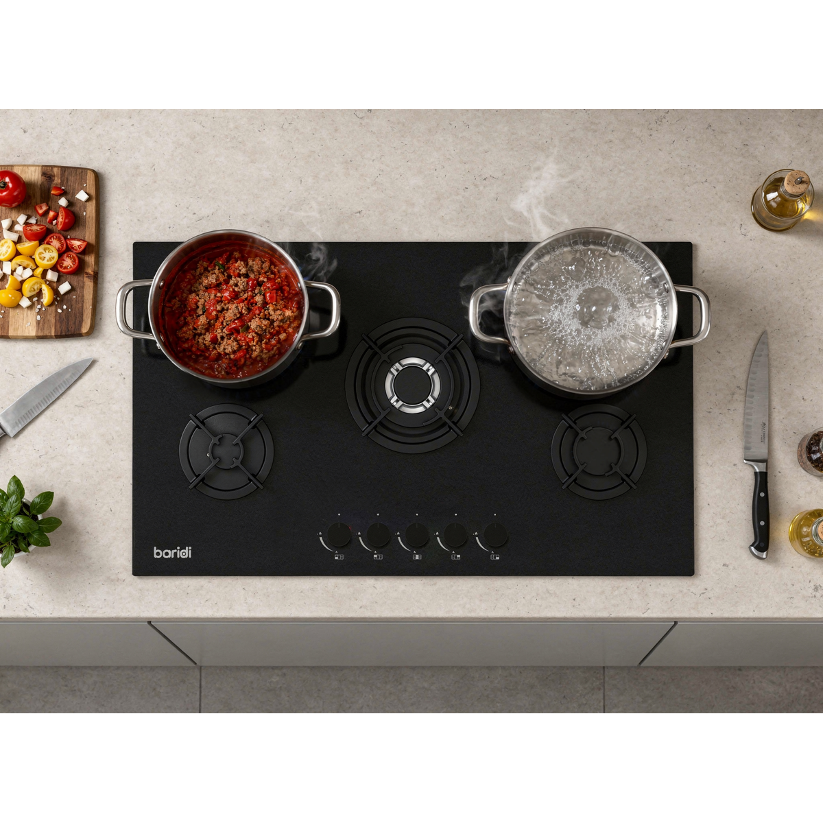 Baridi DH385 90cm Gas Hob Matt Black 5 Burners Cast Iron Supports & Auto Ignition 10.4kW - additional view 12