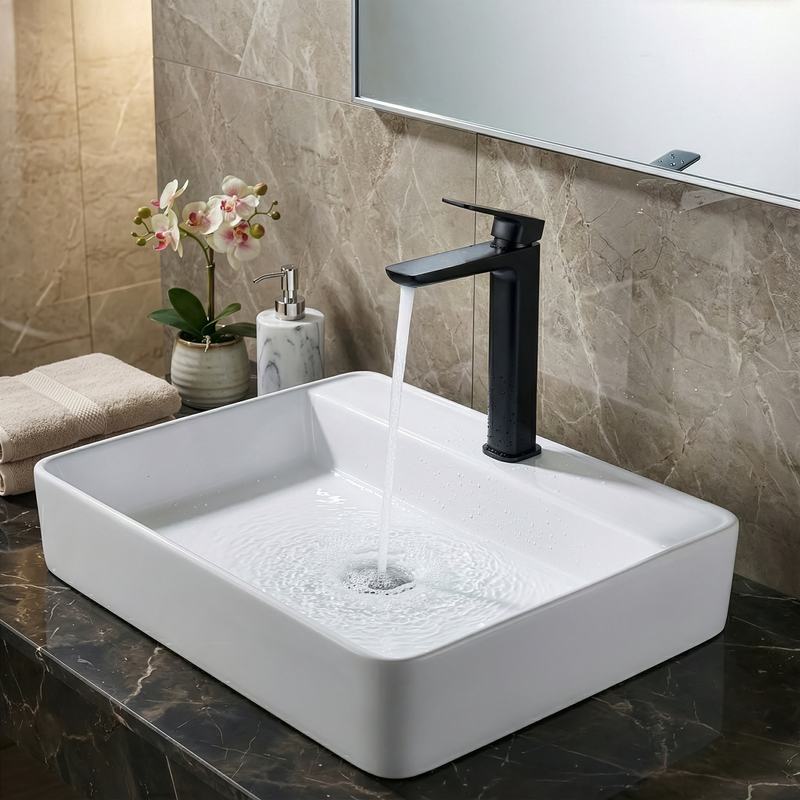 Baridi DH395 High Basin Mixer Tap with Clicker Waste - Matt Black - additional view 6