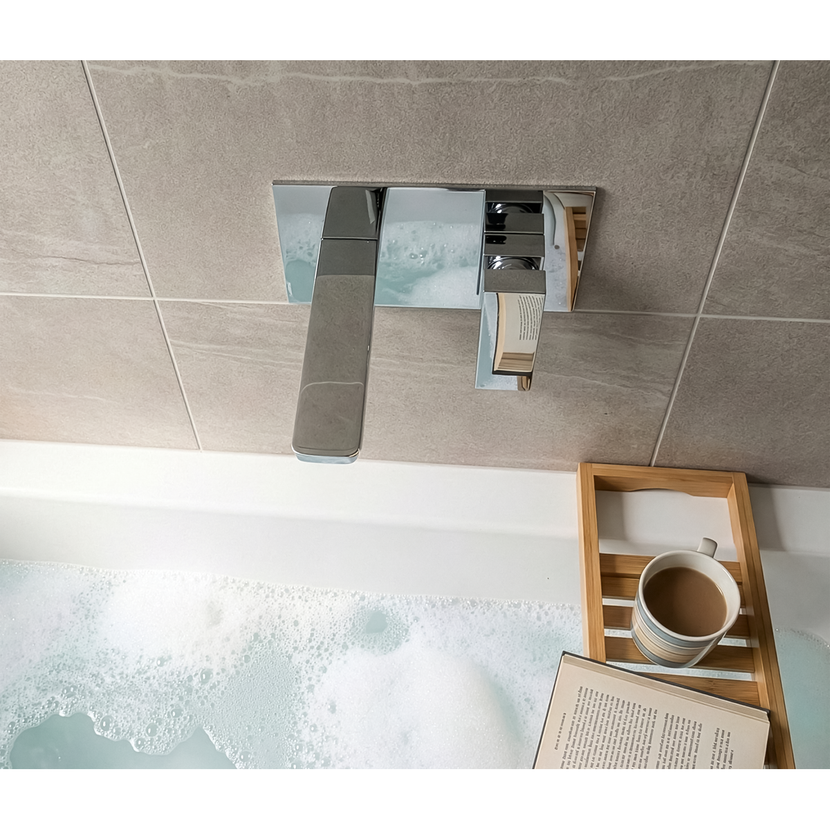 Baridi DH396 Wall Mounting Basin Mixer Tap, Square - Chrome - additional view 6