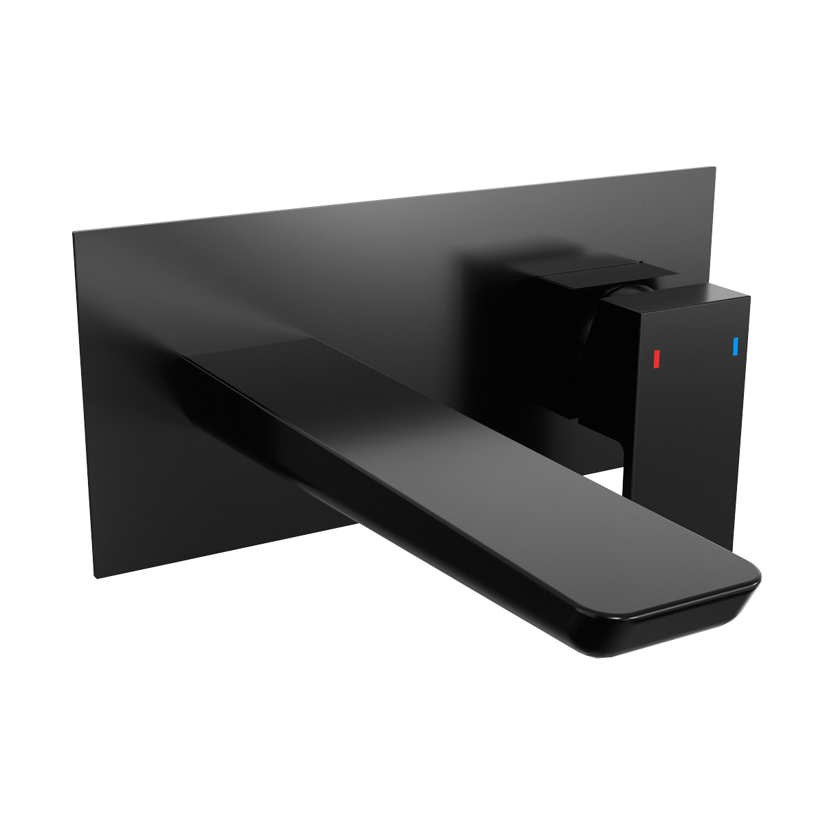 Baridi DH397 Wall Mounting Basin Mixer Tap, Square - Matt Black