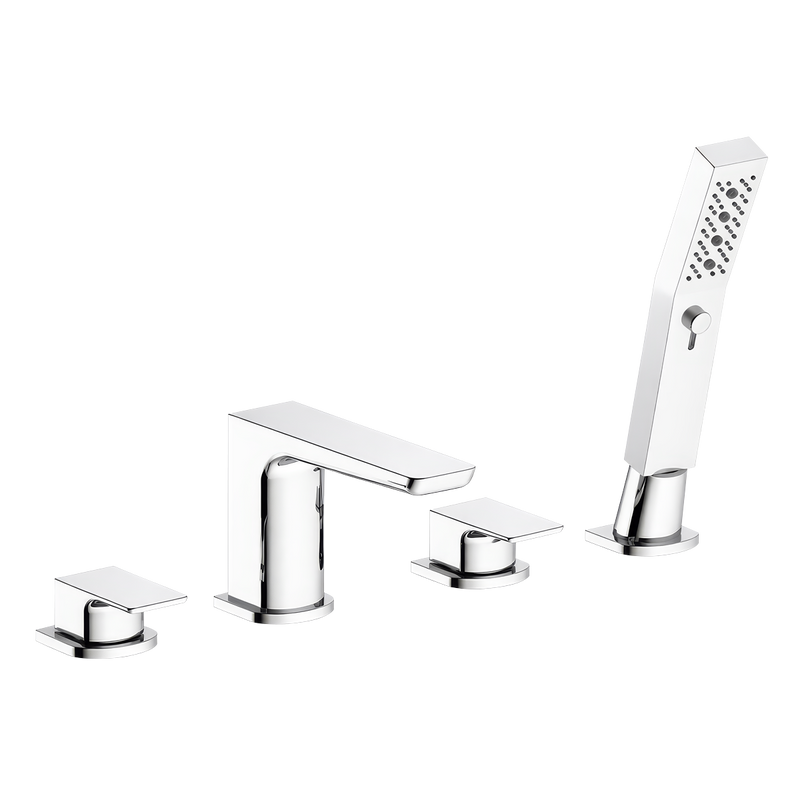 Baridi DH398 Bath Mounting 4-Hole Mixer Tap with Shower Head - Chrome