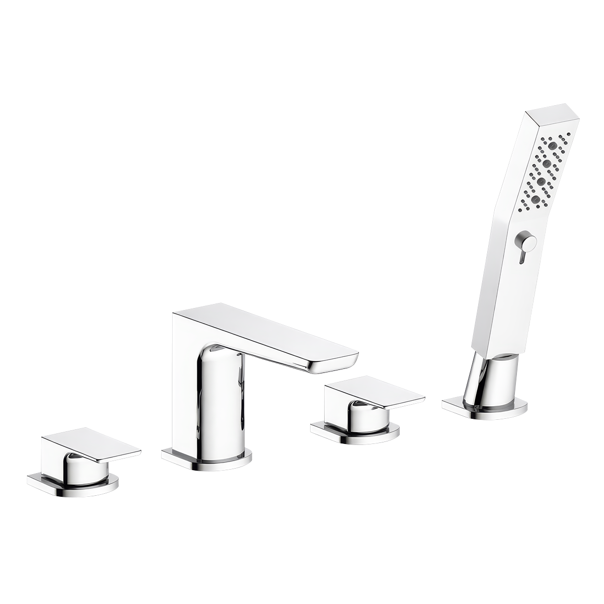 Baridi DH398 Bath Mounting 4-Hole Mixer Tap with Shower Head - Chrome
