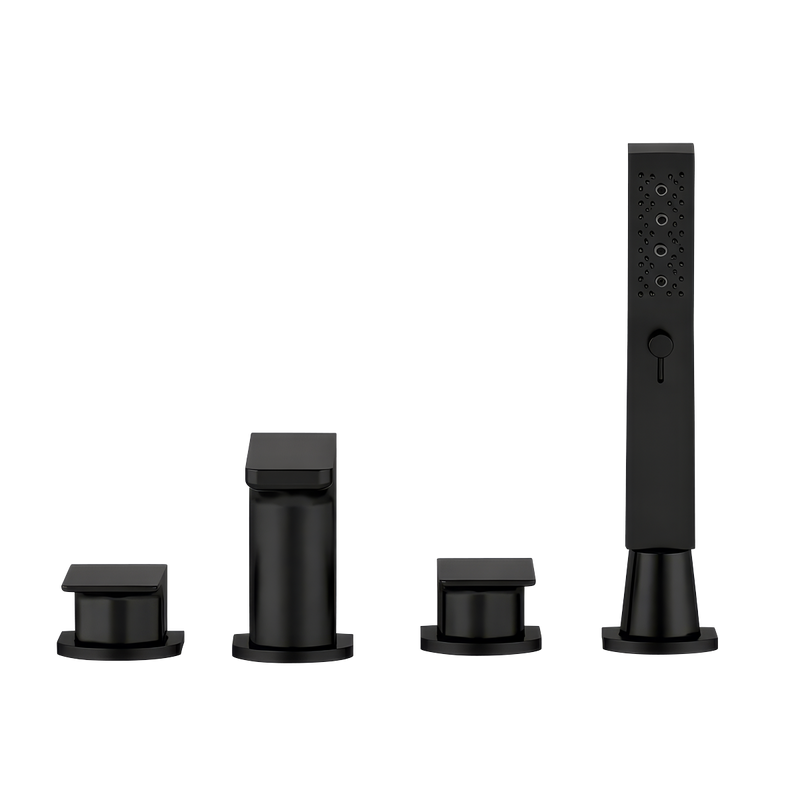 Baridi DH399 Bath Mounting 4-Hole Mixer Tap with Shower Head - Matt Black - additional view 2