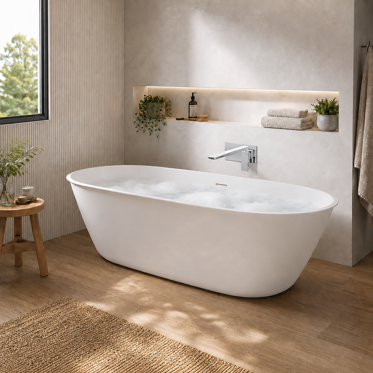 Baridi DH417 Double-Ended Slim Rim Bath with Overflow System 160cm - Gloss White - additional view 8