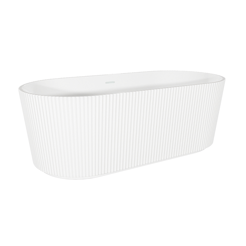 Baridi DH419 Double-Ended Fluted Design Bath with Slim Rim 150cm - Gloss White