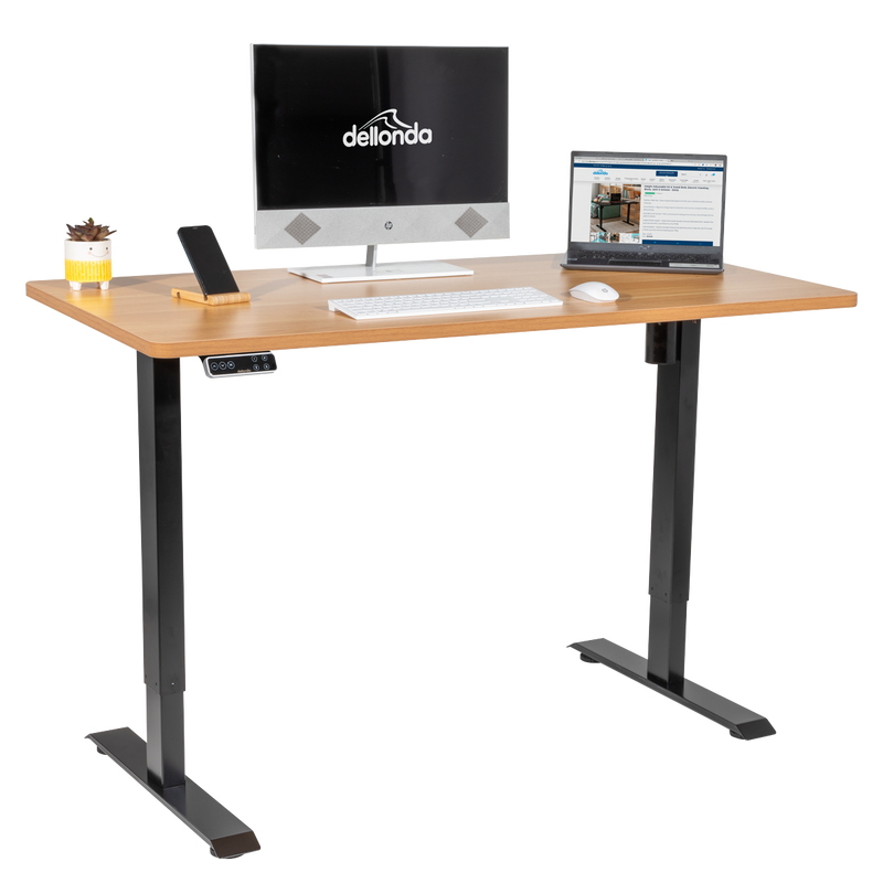 Dellonda DH41 Oak Electric Adjustable-Height Standing Desk with Memory, Quiet & Fast 1400 x 700mm - additional view 9