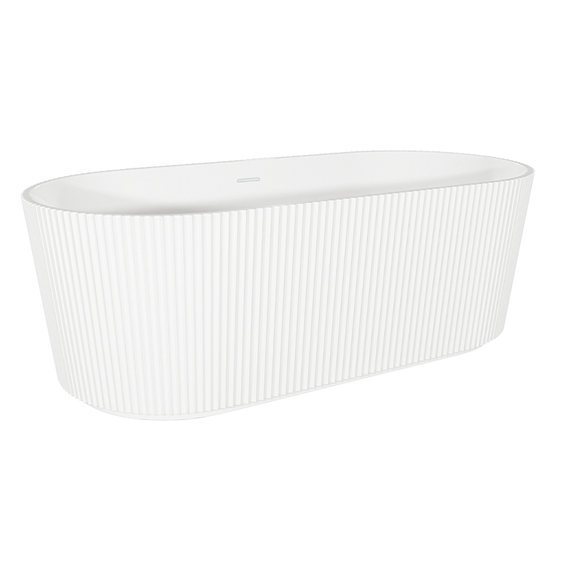 Baridi DH420 Double-Ended Fluted Design Bath with Slim Rim 168cm - Gloss White