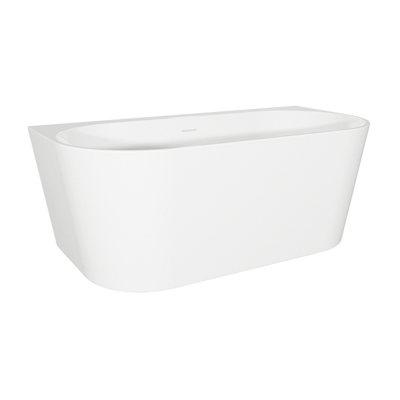 Baridi DH421 Back-to-Wall Slim Rim Bath with Overflow System 150cm - Gloss White