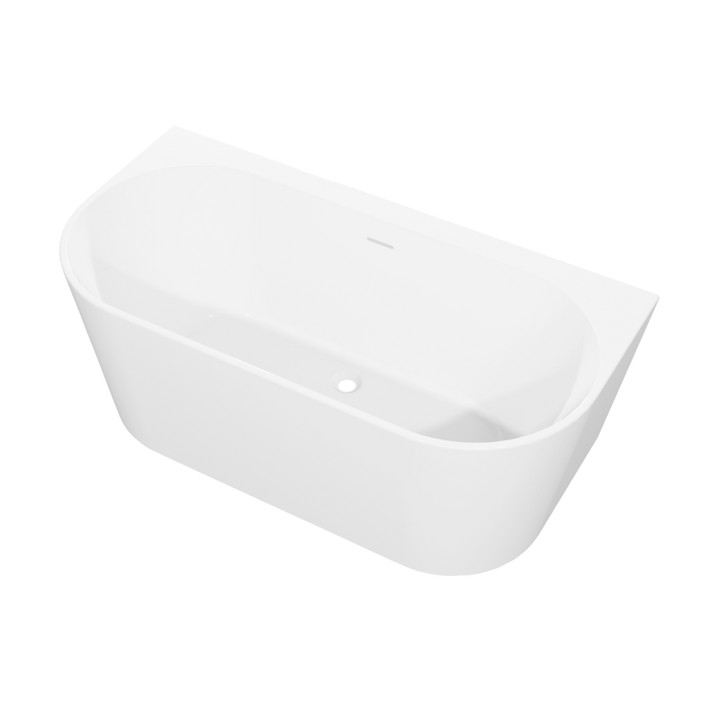 Baridi DH421 Back-to-Wall Slim Rim Bath with Overflow System 150cm - Gloss White - additional view 6