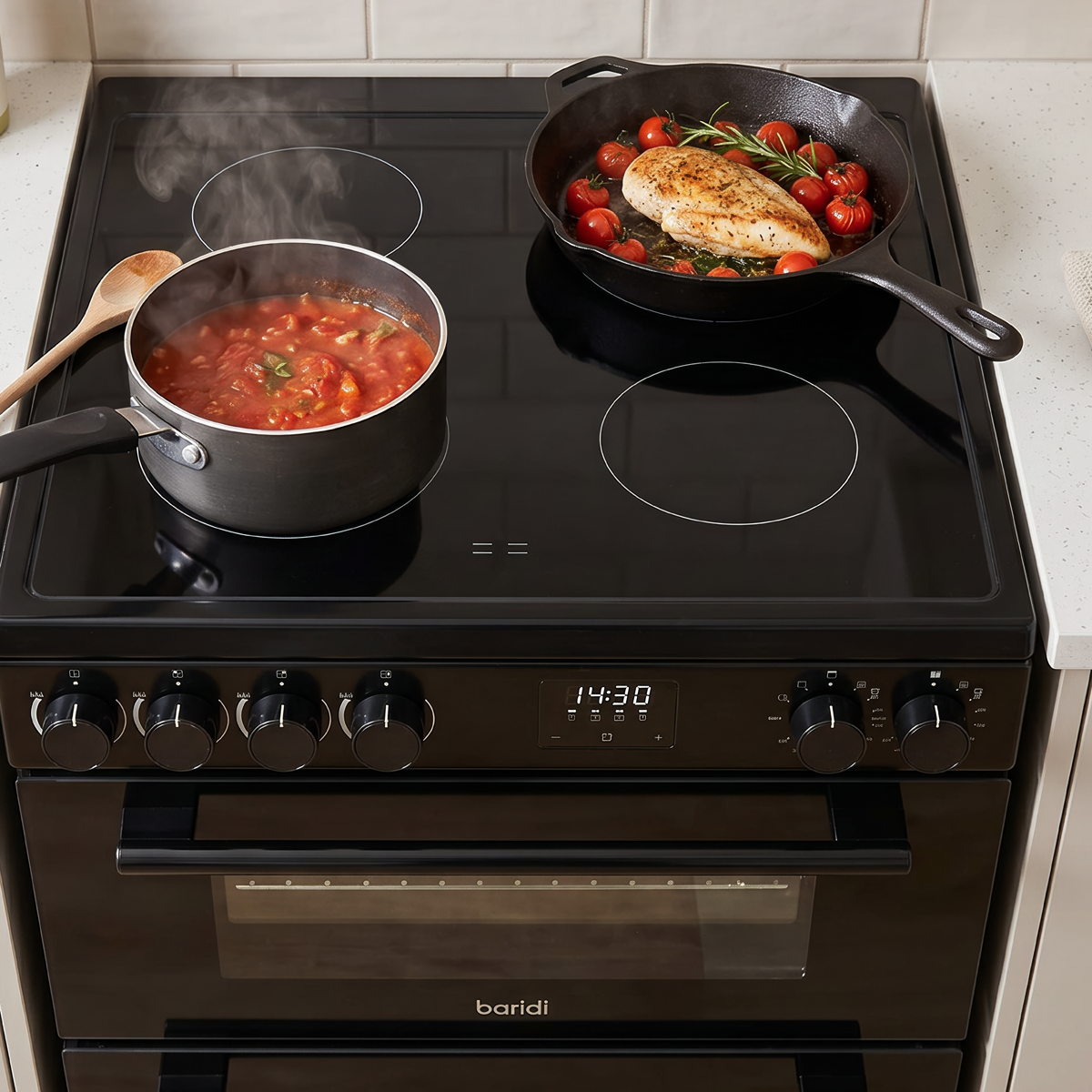 Baridi DH429 60cm Freestanding Cooker with 99L Double Cavity & Ceramic Hob - Black - additional view 6