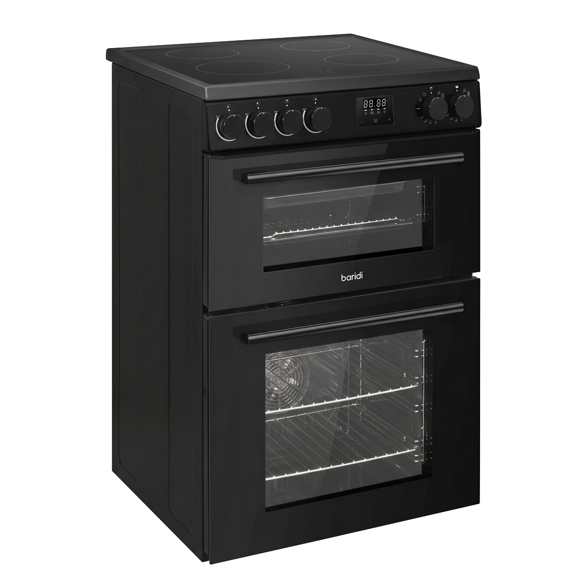 Baridi DH429 60cm Freestanding Cooker with 99L Double Cavity & Ceramic Hob - Black