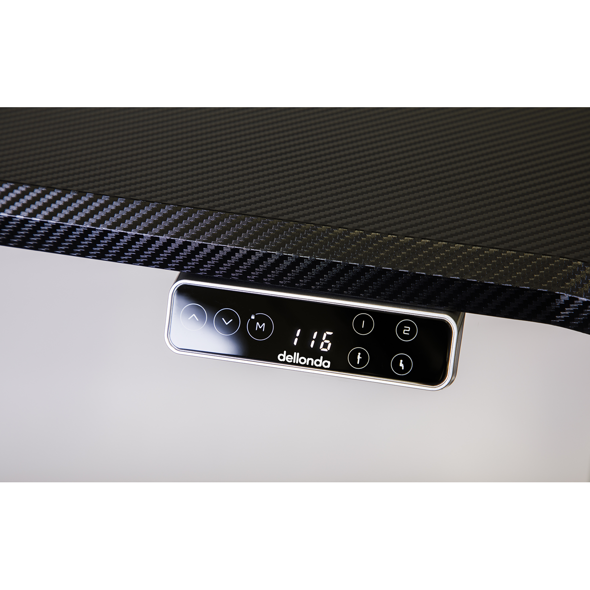 Dellonda DH43 Carbon Fibre Effect Electric Height Adjustable Standing Desk with Memory, Quiet, 1400 x - additional view 2