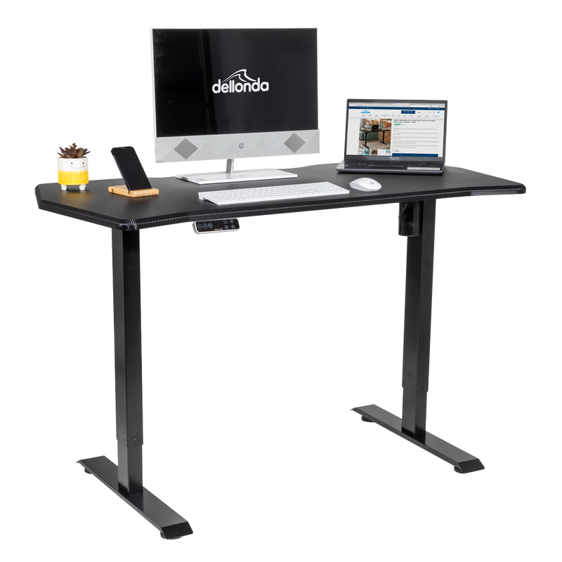 Dellonda DH43 Carbon Fibre Effect Electric Height Adjustable Standing Desk with Memory, Quiet, 1400 x - additional view 4