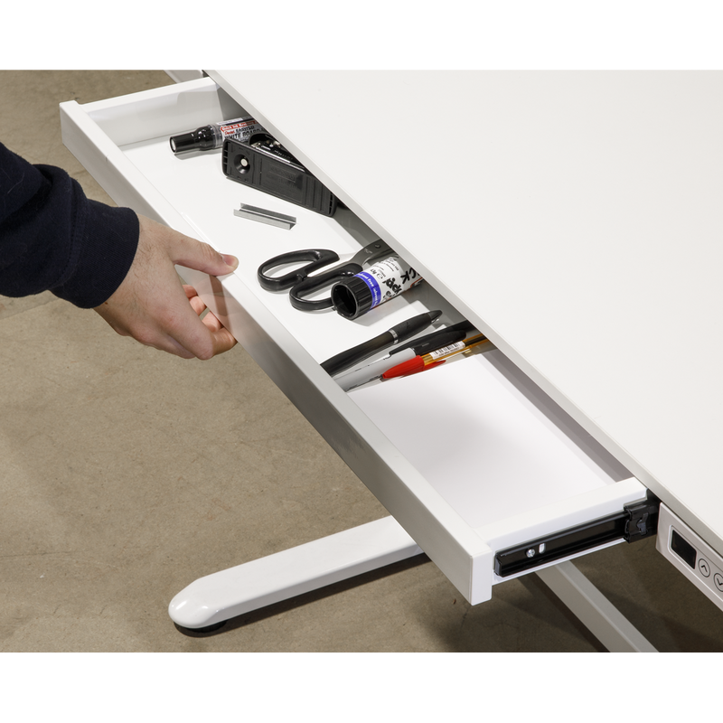 Dellonda DH54 Single Motor Ultra-Quiet Electric Desk with Control Panel, USB Port & Drawer - White - additional view 8
