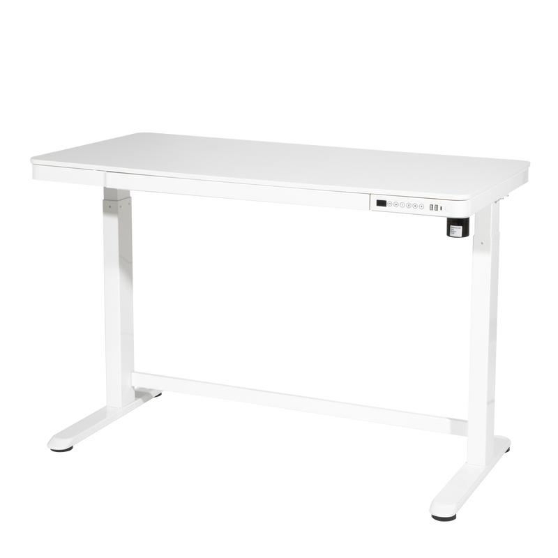 Dellonda DH54 Single Motor Ultra-Quiet Electric Desk with Control Panel, USB Port & Drawer - White - additional view 2