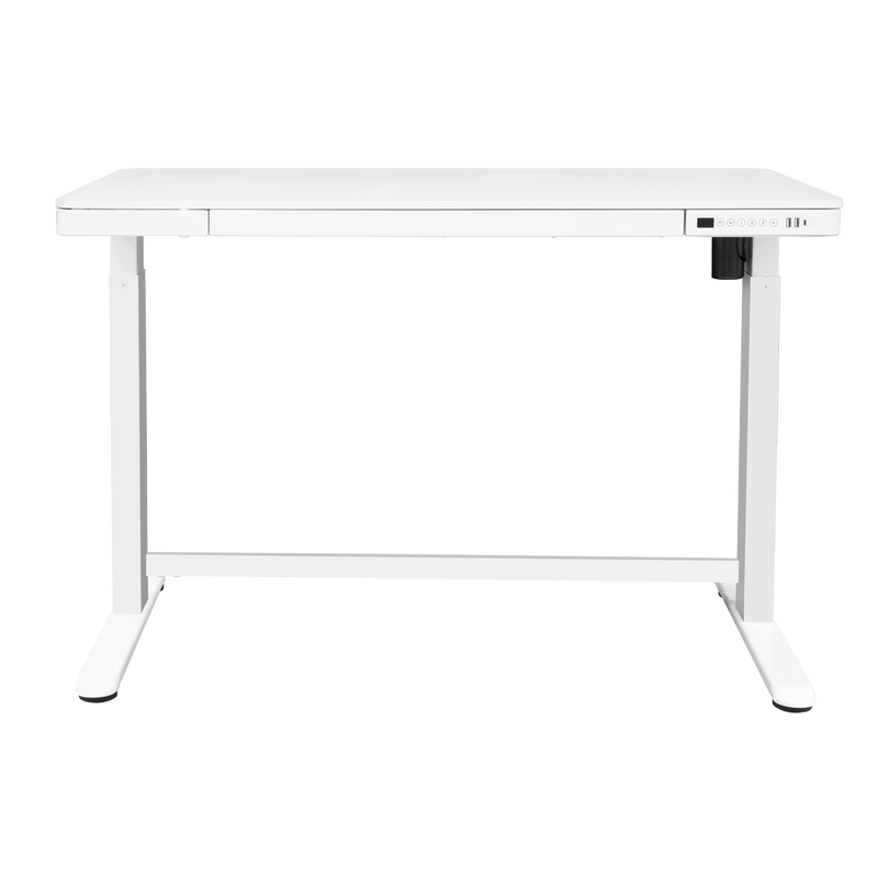 Dellonda DH54 Single Motor Ultra-Quiet Electric Desk with Control Panel, USB Port & Drawer - White - additional view 3