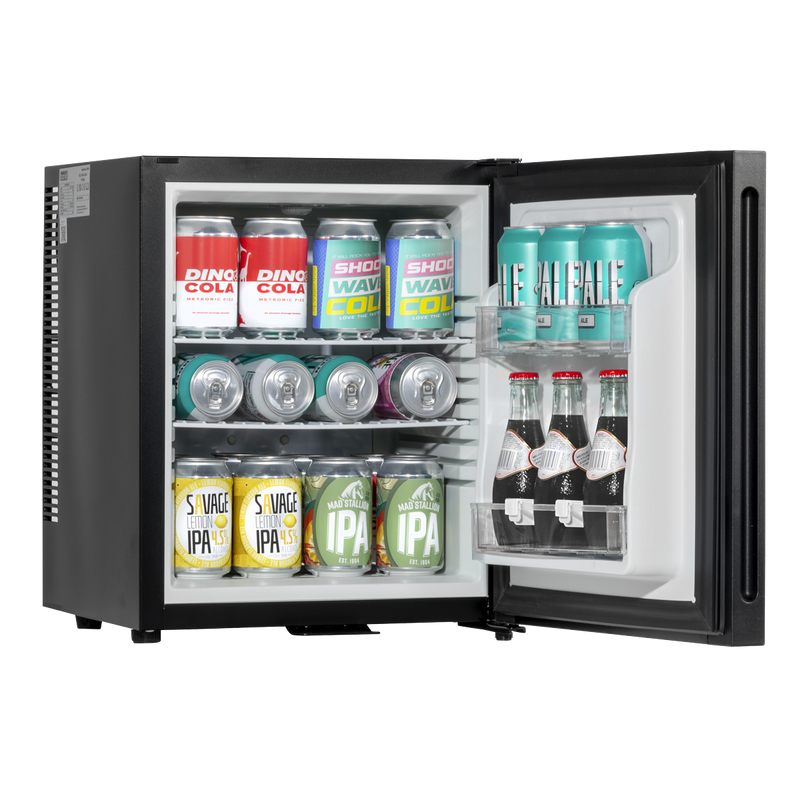 Baridi DH57 Mini Drinks & Wine Fridge with Wire Shelves, LED Light & Security Lock 25L - Black
