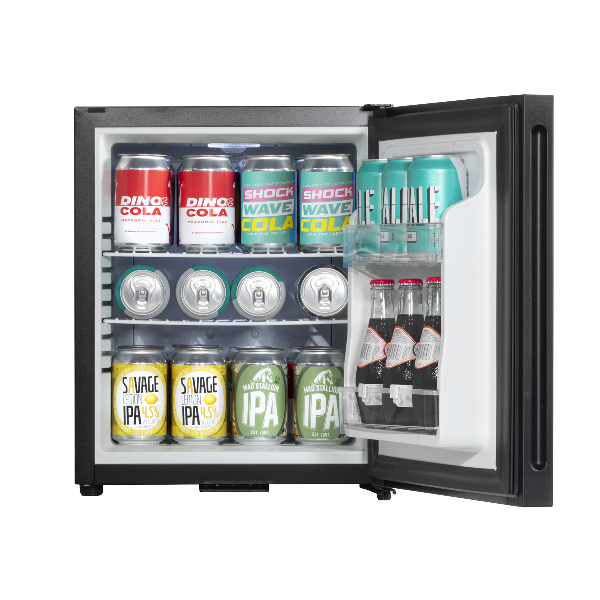Baridi DH57 Mini Drinks & Wine Fridge with Wire Shelves, LED Light & Security Lock 25L - Black - additional view 4