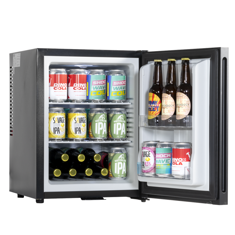 Baridi DH58 Mini Drinks & Wine Fridge with Wire Shelves, LED Light & Security Lock 35L - Black
