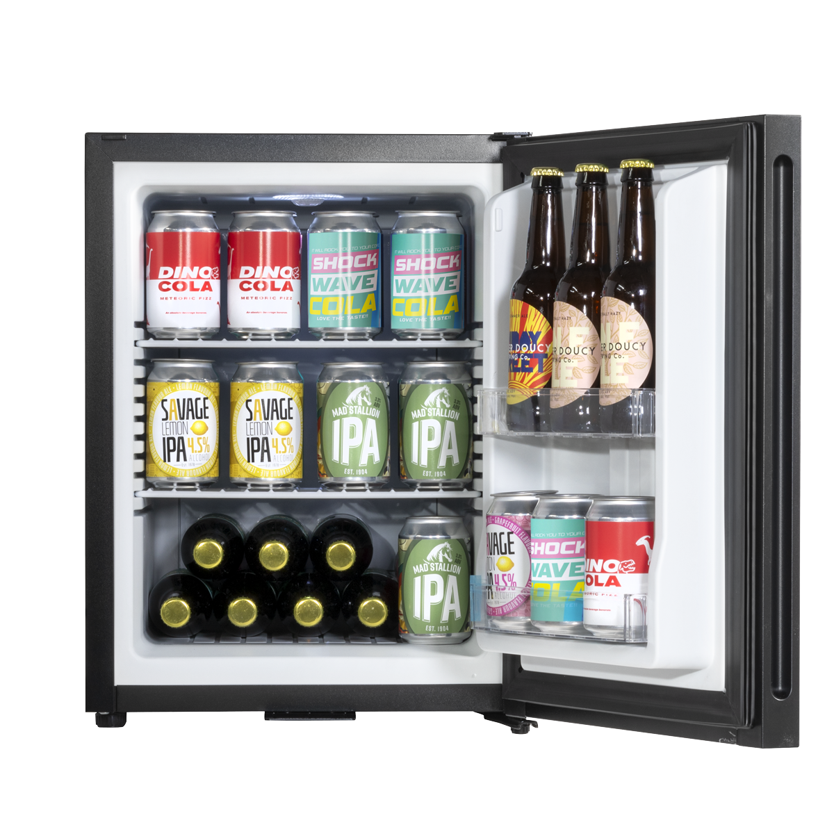 Baridi DH58 Mini Drinks & Wine Fridge with Wire Shelves, LED Light & Security Lock 35L - Black - additional view 4