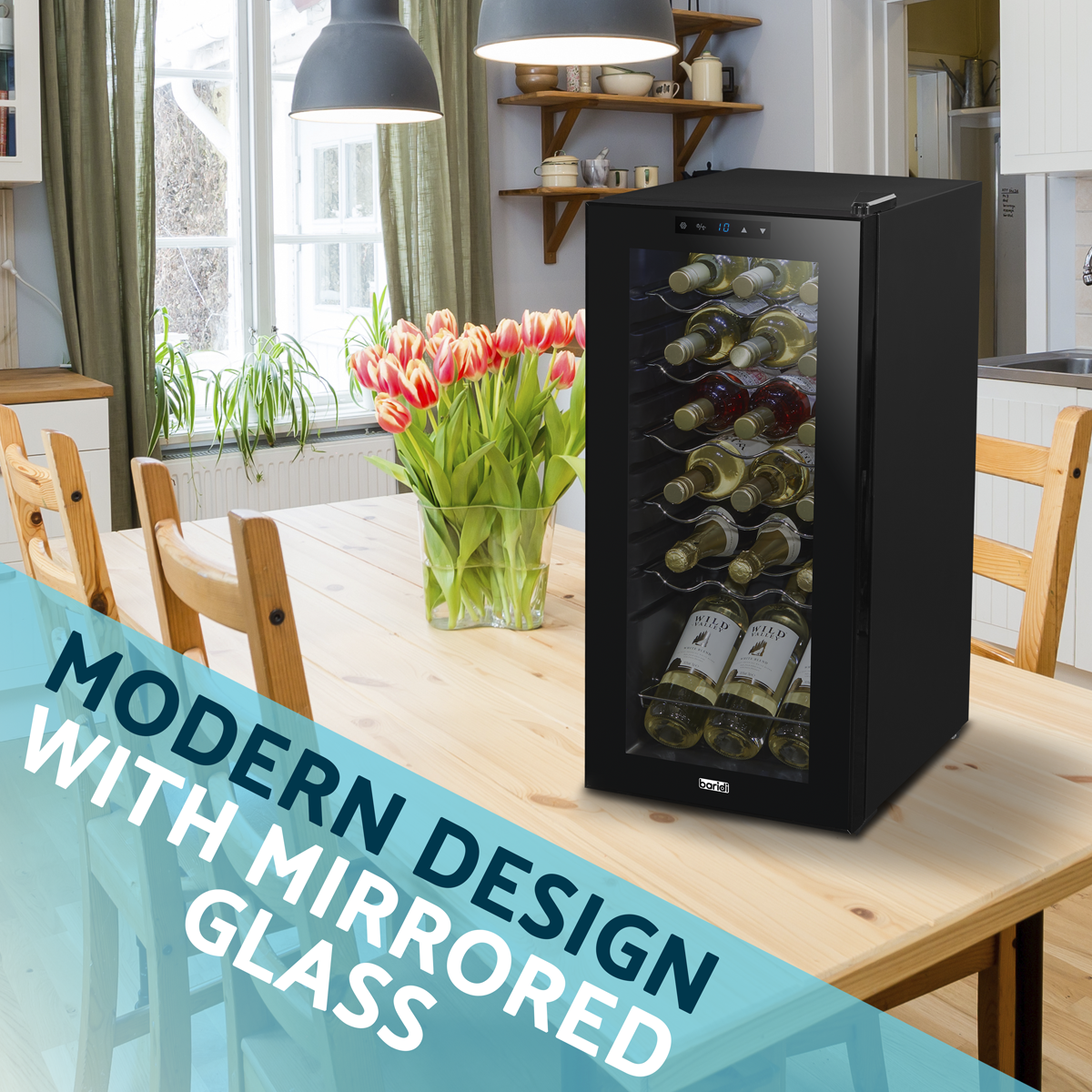 Baridi DH6 18 Bottle Wine Fridge with Digital Touch Screen Controls & LED Light - Black - additional view 7