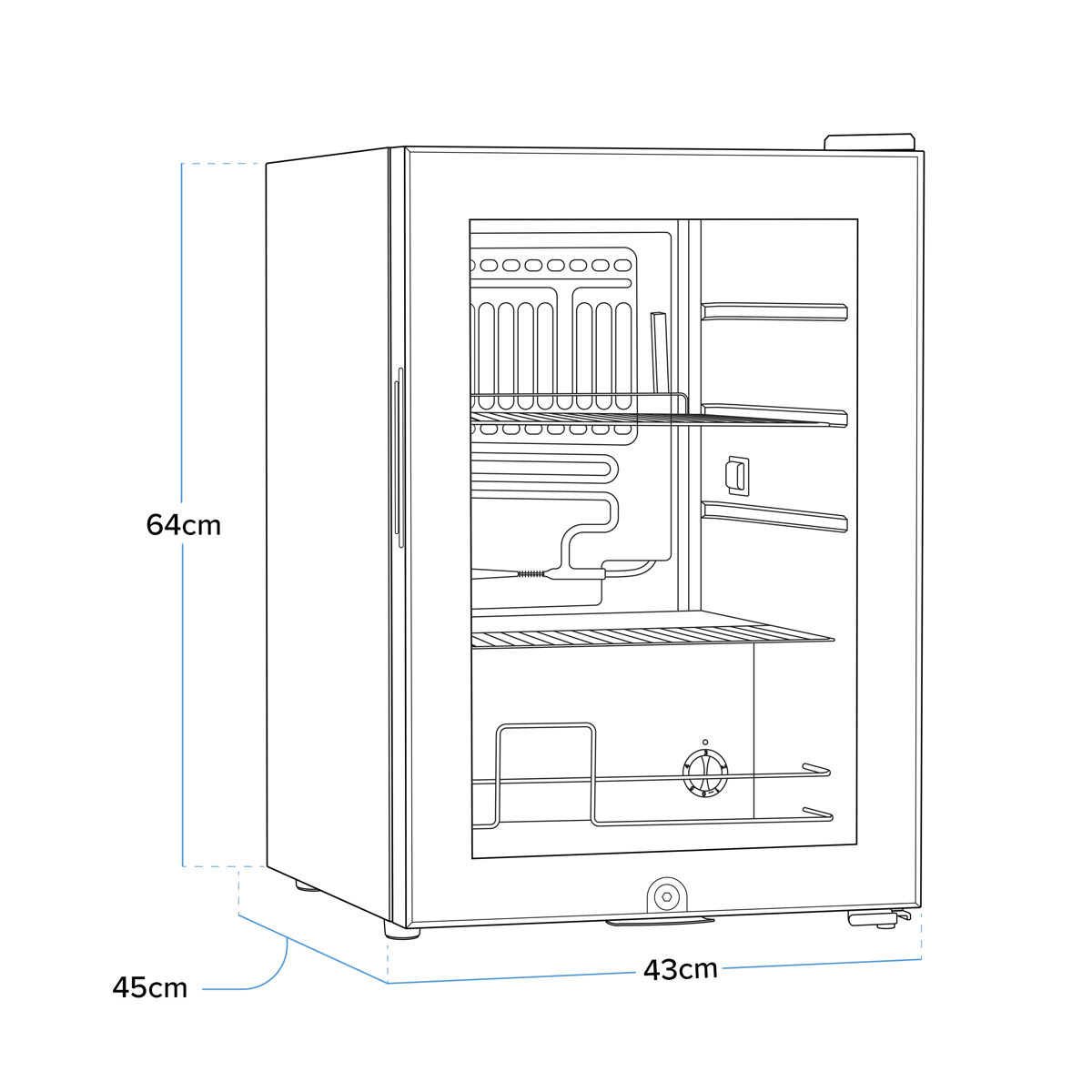 Baridi DH62 Beer & Drinks Fridge with Wire Shelves, LED Light & Security Lock 60L - Black - additional view 4