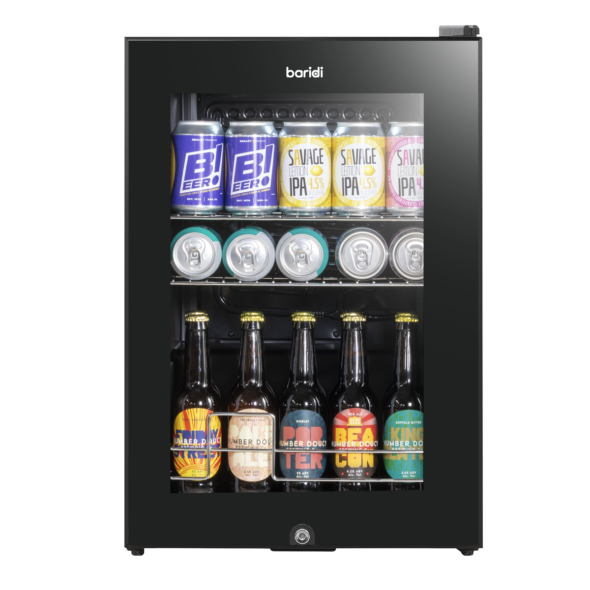 Baridi DH62 Beer & Drinks Fridge with Wire Shelves, LED Light & Security Lock 60L - Black - additional view 5