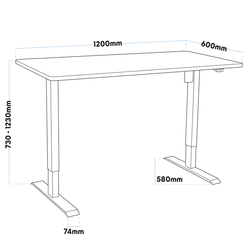 Dellonda DH66 Single Motor Ultra-Quiet Adjustable-Height Electric Sit/Stand Desk - Oak Desktop - additional view 4