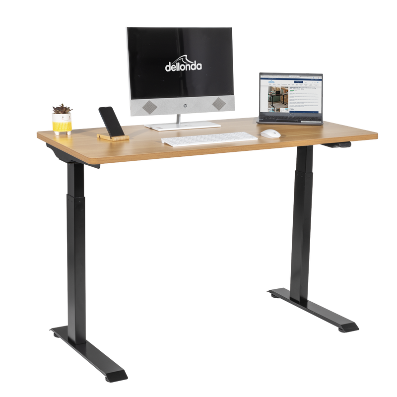 Dellonda DH66 Single Motor Ultra-Quiet Adjustable-Height Electric Sit/Stand Desk - Oak Desktop - additional view 6
