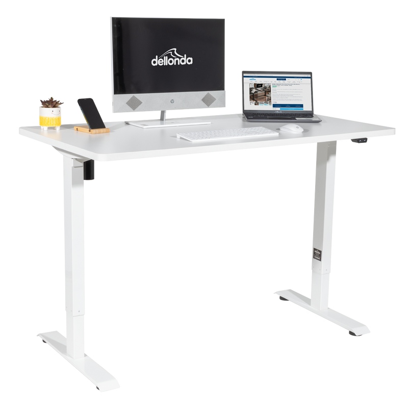 Dellonda DH67 Single Motor Ultra-Quiet Adjustable-Height Electric Sit/Stand Desk - White Desktop - additional view 4