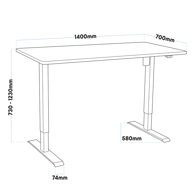 Dellonda DH69 Single Motor Ultra-Quiet Adjustable-Height Electric Sit/Stand Desk - Black Desktop - additional view 7