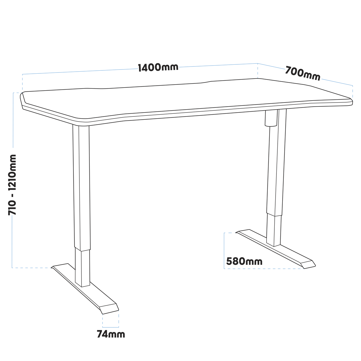 Dellonda DH70 Single Motor Ultra-Quiet Adjustable-Height Electric Sit/Stand Desk - Carbon Fibre Effect - additional view 5