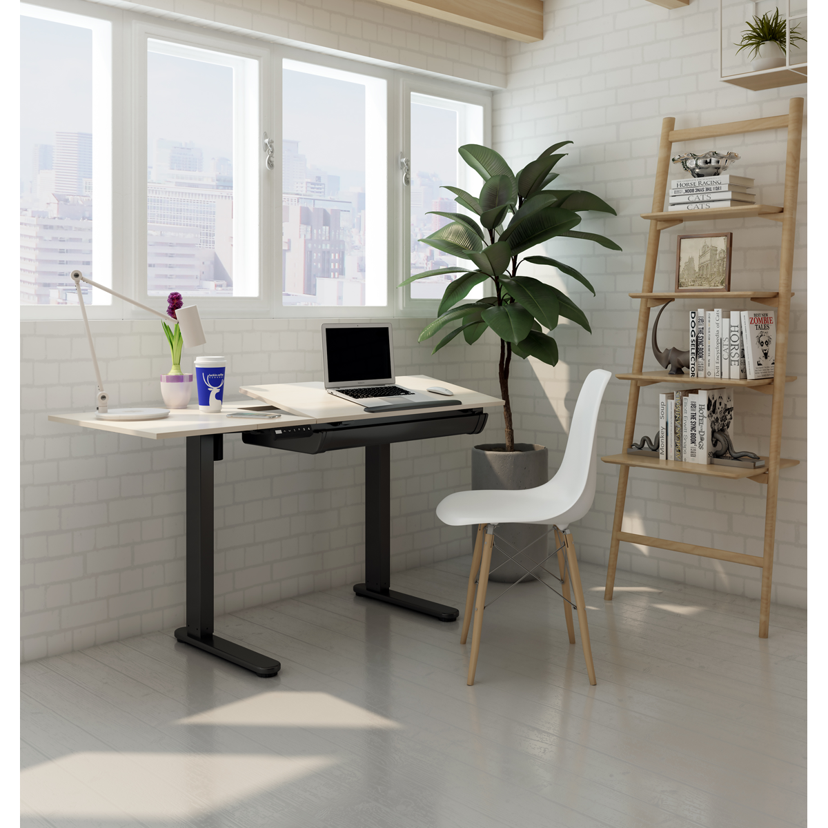 Dellonda DH71 Single Motor Ultra-Quiet Electric Adjustable Drawing Table with 40° Tilt, Drawer & Side - additional view 10