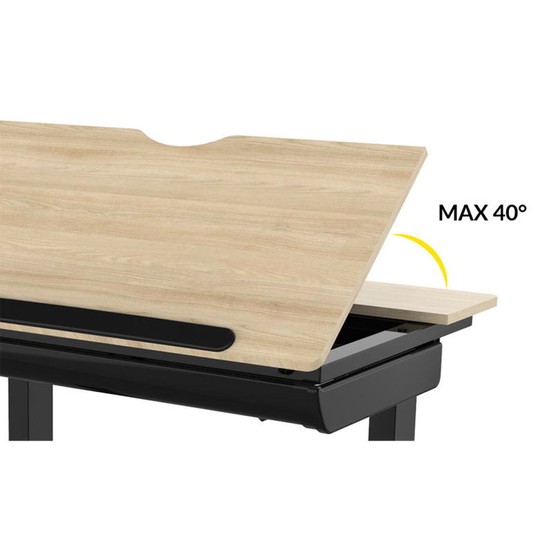 Dellonda DH71 Single Motor Ultra-Quiet Electric Adjustable Drawing Table with 40° Tilt, Drawer & Side - additional view 11