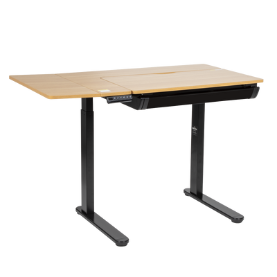Dellonda DH71 Single Motor Ultra-Quiet Electric Adjustable Drawing Table with 40° Tilt, Drawer & Side Table