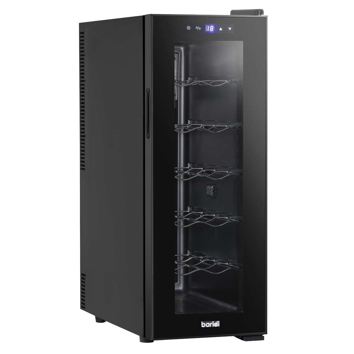 Baridi DH73 12 Bottle Wine Fridge with Digital Touch Screen Controls, Metal Shelves & LED Light - Black - additional view 10